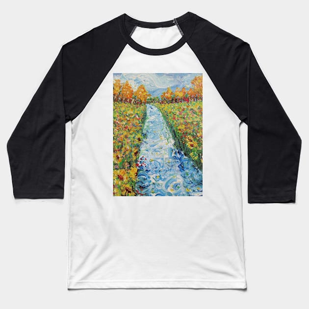 Riverside Sunflowers Baseball T-Shirt by RainbowStudios